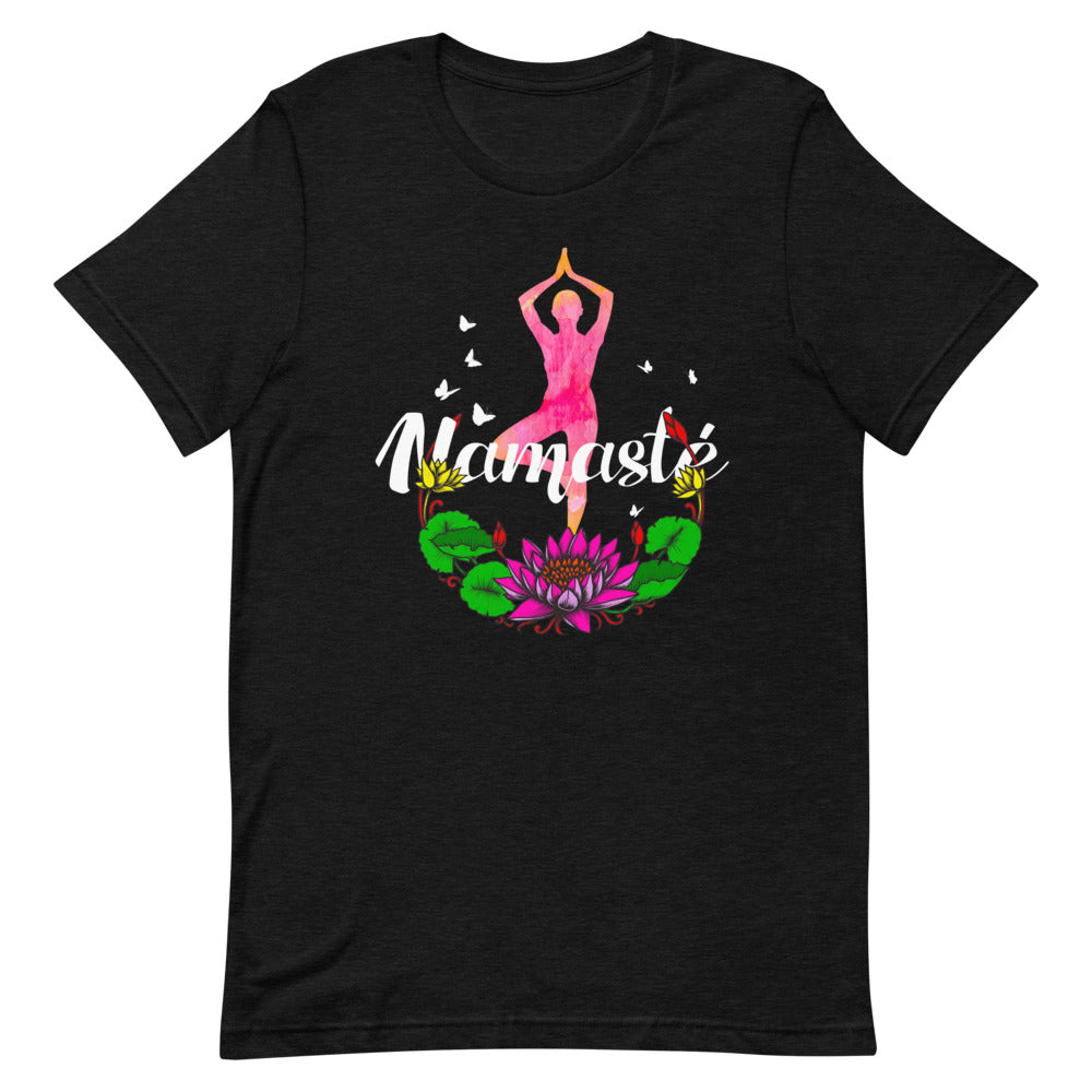 "Namaste" T-shirt with Meditative Silhouette and Lotus - Serene and Spiritual