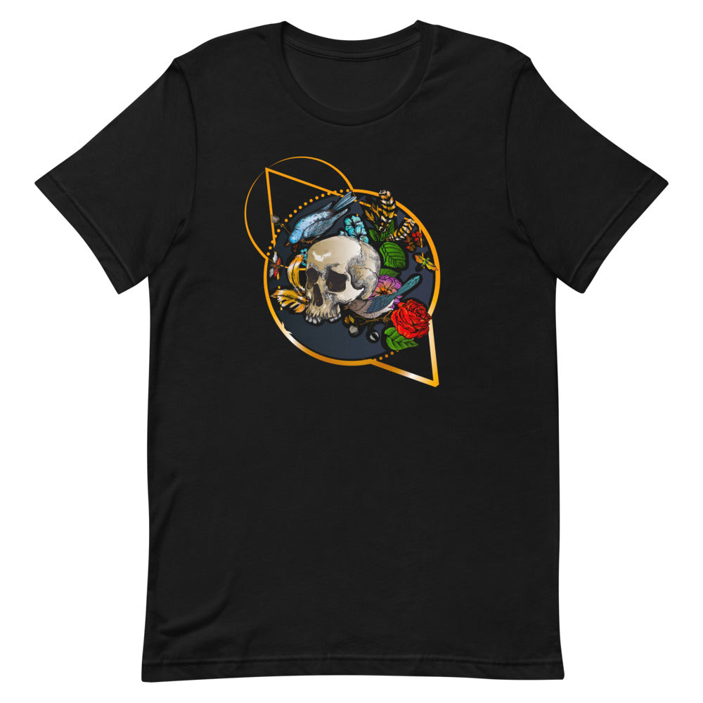 T-shirt Crâne Colibri et Fleurs – Bohème et Symbolique
