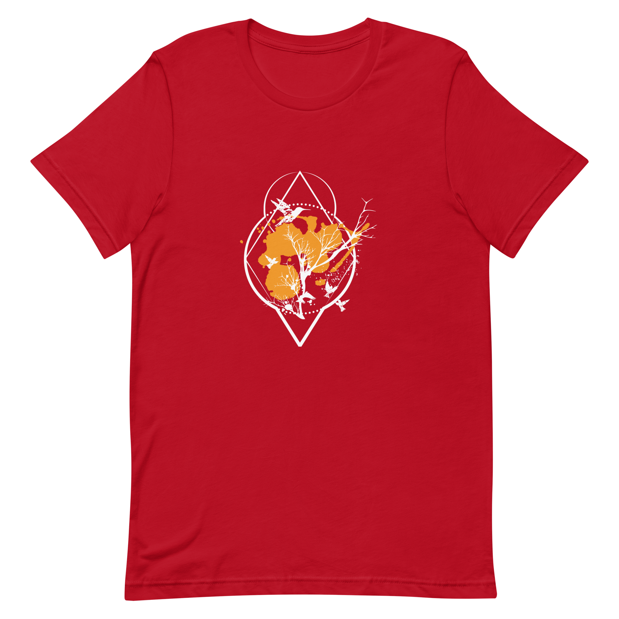 T-shirt Arbres et Oiseaux Cadre Géométrique – Bohème et Minimaliste