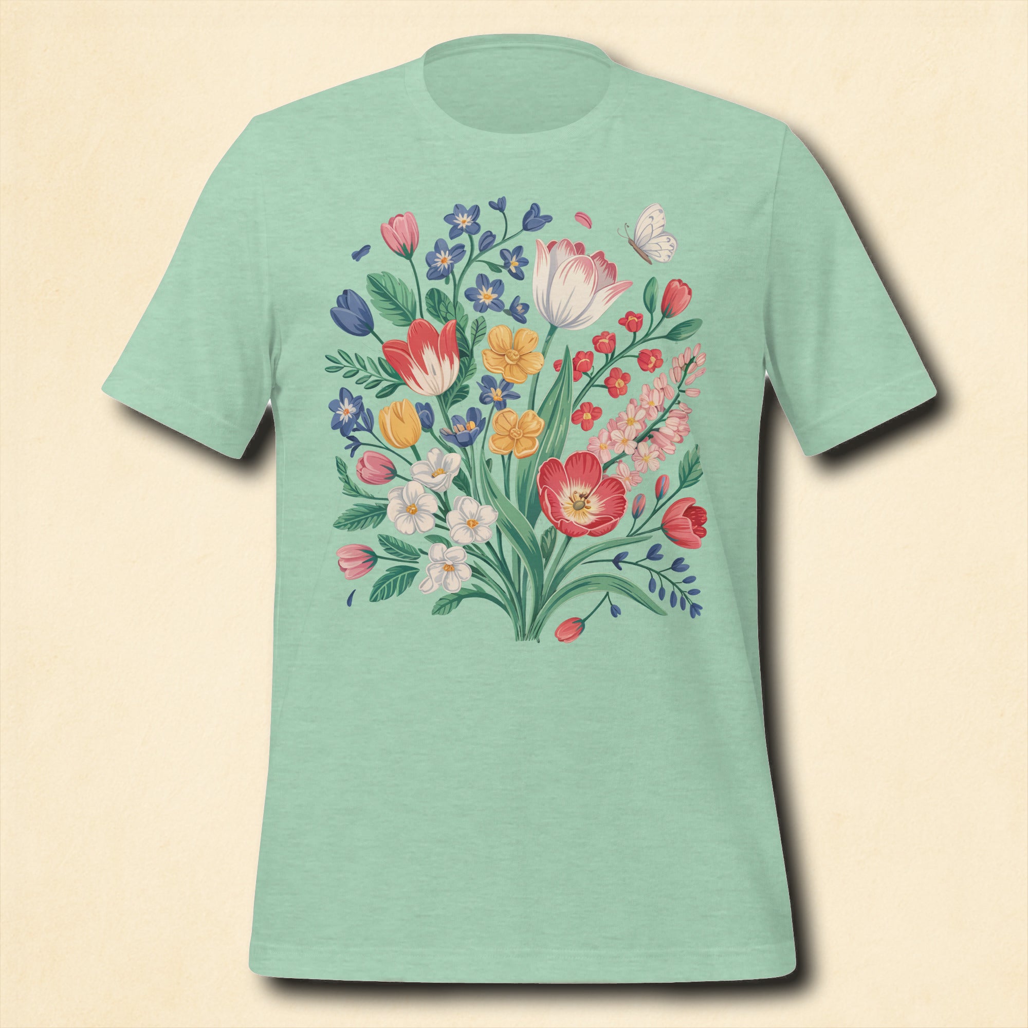 T-shirt Bouquet Tulipes Vintage – Bohème et Multicolore