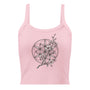 Débardeur unisexe rose pâle avec mandala floral cerisier et branches au recto, style spirituel.
