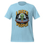 T-shirt unisexe bleu recto avec alien et "I HATE PEOPLE", style humoristique extraterrestre.