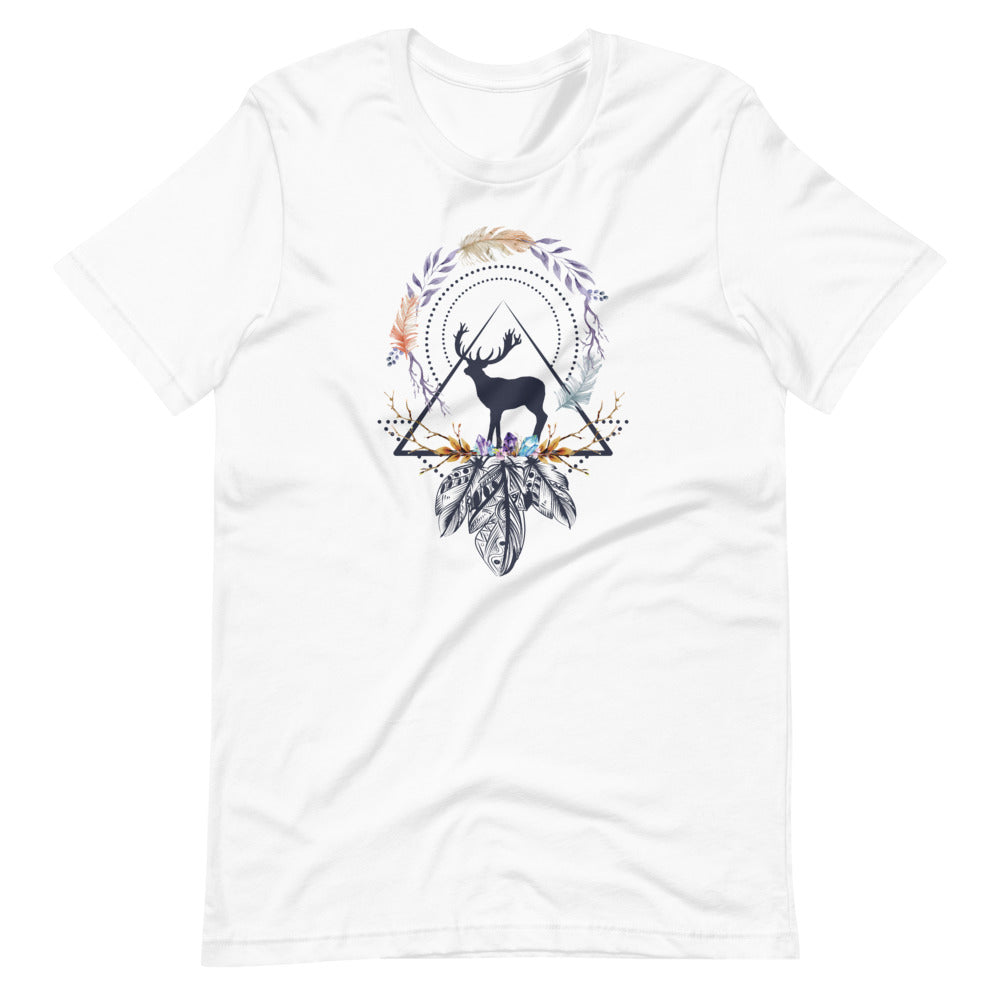 T-shirt Cerf Capteur de Rêves Géométrique – Bohème et Élégant