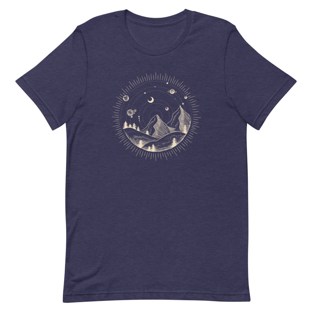 T-shirt Montagnes & Motifs Célestes – Bohème et Serein