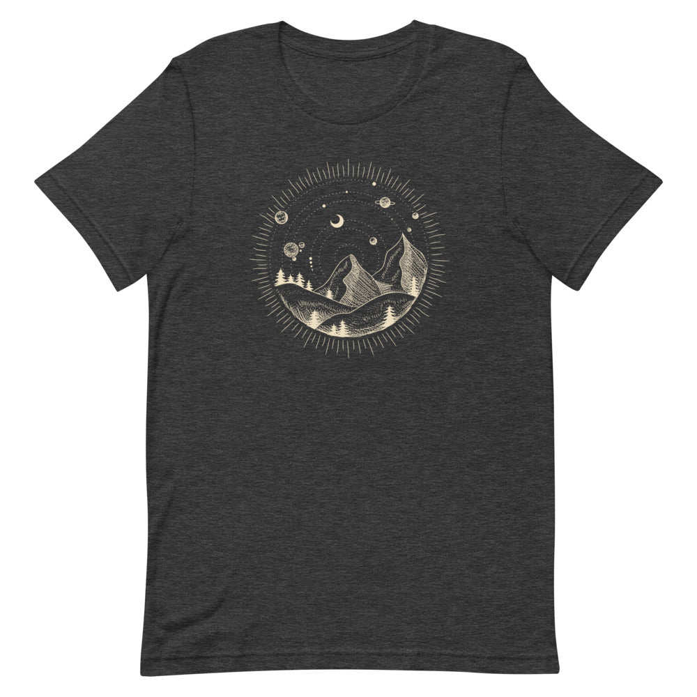 T-shirt Montagnes & Motifs Célestes – Bohème et Serein