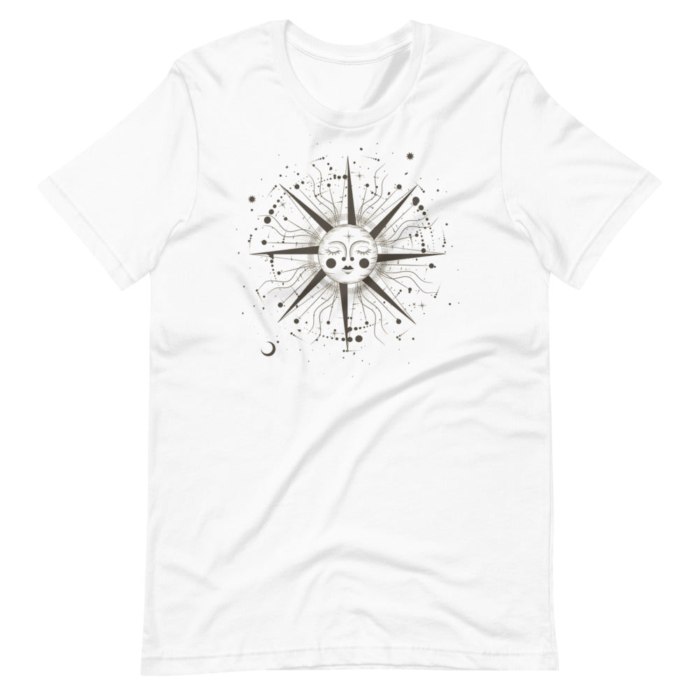 T-shirt Soleil avec Visage Cosmique – Bohème et Lumineux