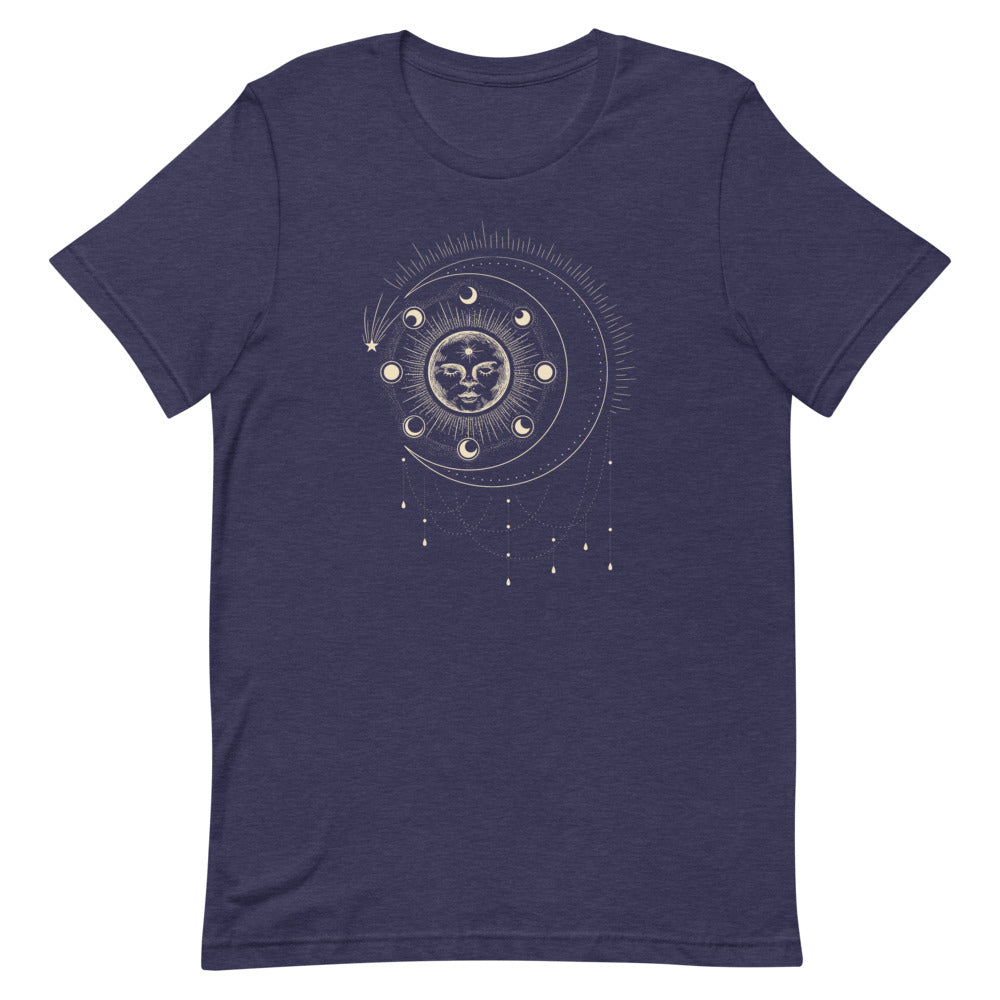 T-shirt Soleil Visage & Phases Lunaires – Bohème et Harmonieux