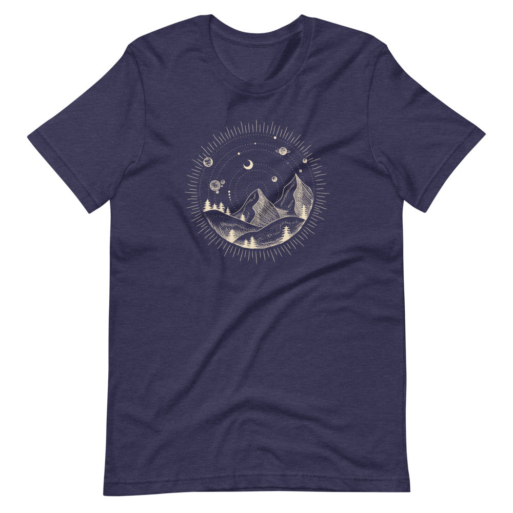 T-shirt Montagnes & Motifs Célestes – Bohème et Serein