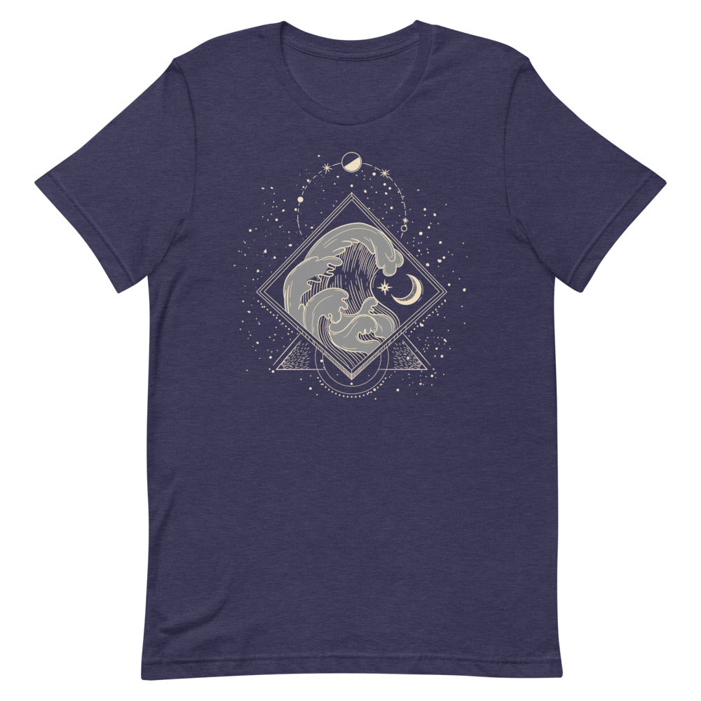 T-shirt Vagues & Lunes Géométriques – Bohème et Mystique