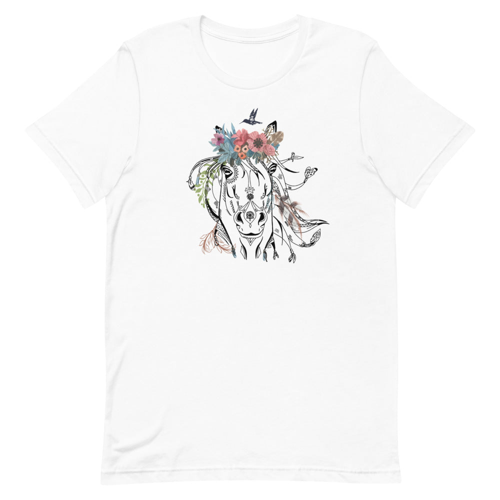 T-shirt Cheval Floral Bohème – Grâce et Nature