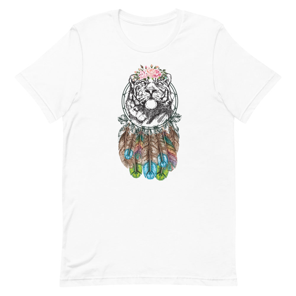 T-shirt Tigre Capteur de Rêves et Fleurs – Bohème et Puissant