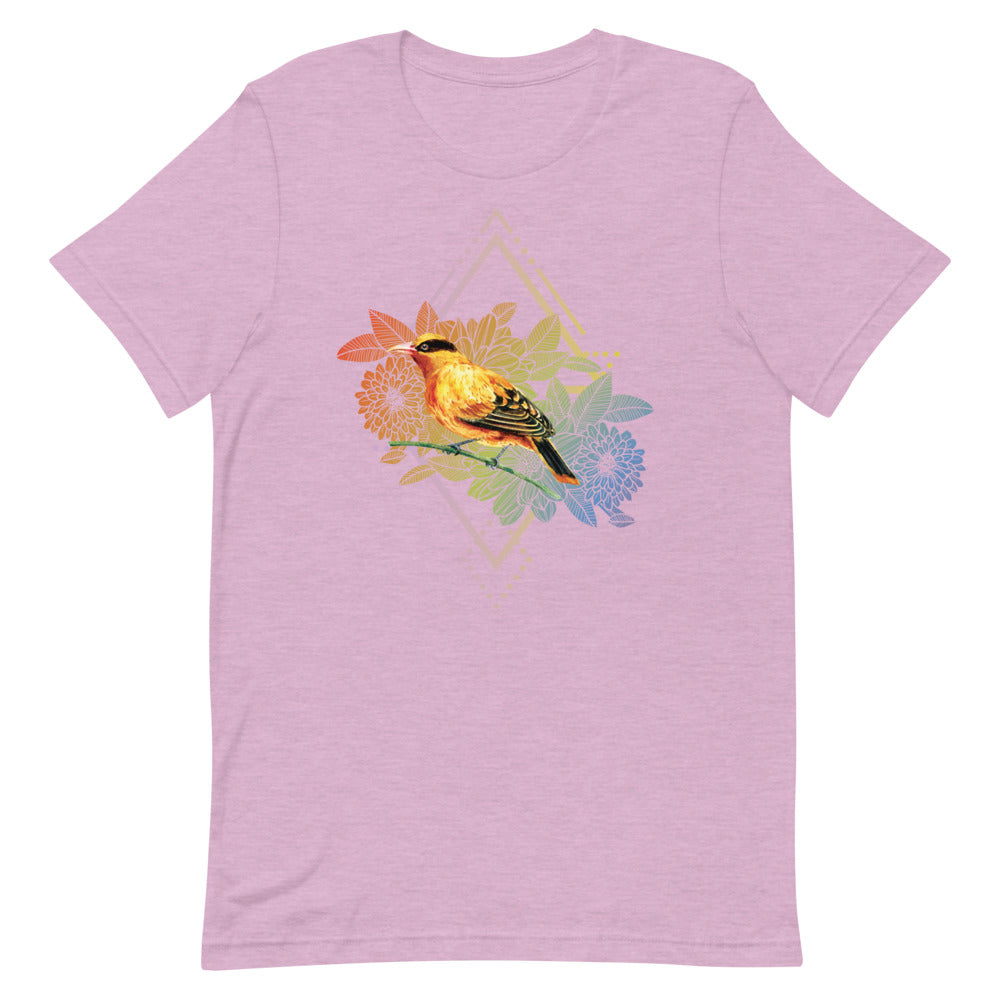 T-shirt Oiseau Fleurs Géométriques – Bohème et Coloré