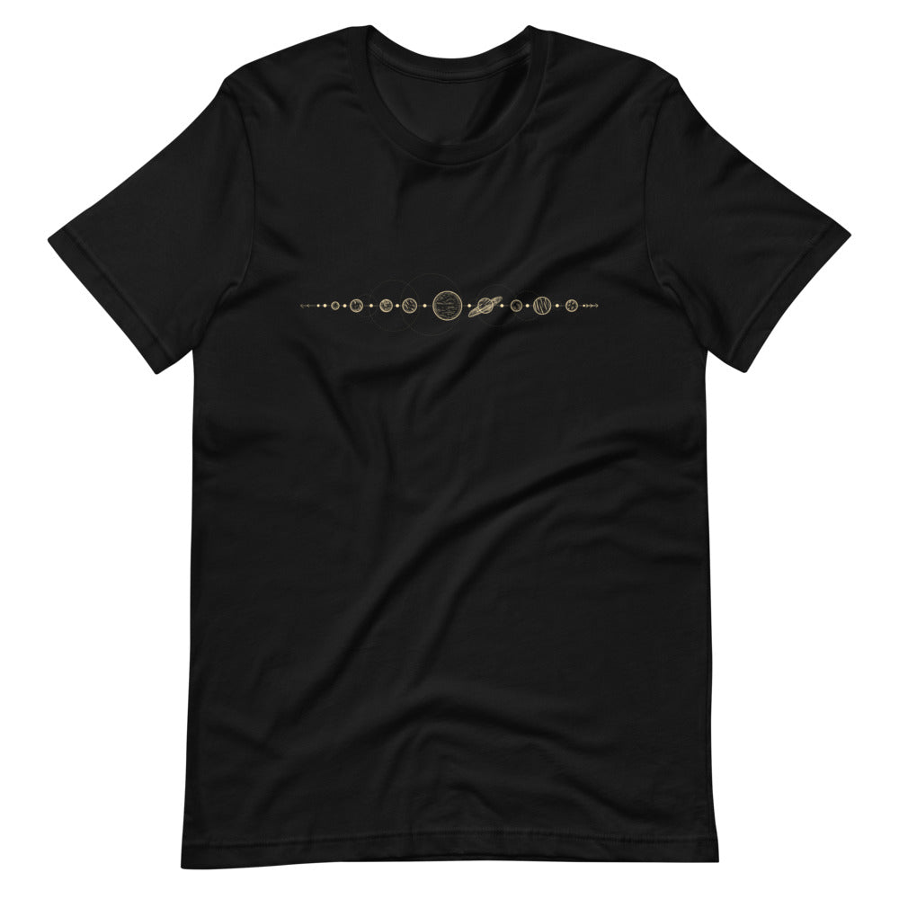 T-shirt Système Solaire Minimaliste – Bohème et Cosmique