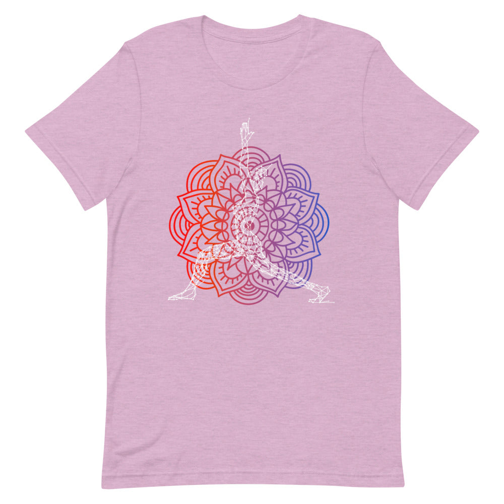 T-shirt avec Silhouette de Yoga en Guerrier et Mandala Coloré – Puissant et Éclatant