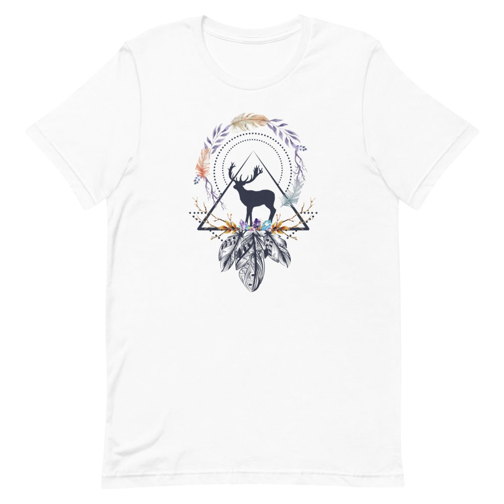 T-shirt Cerf Capteur de Rêves Géométrique – Bohème et Élégant