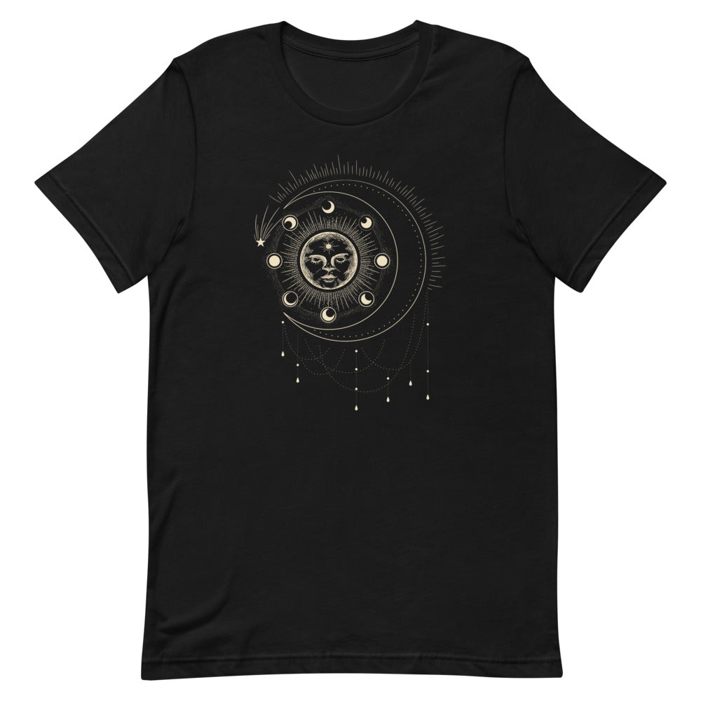 T-shirt Soleil Visage & Phases Lunaires – Bohème et Harmonieux