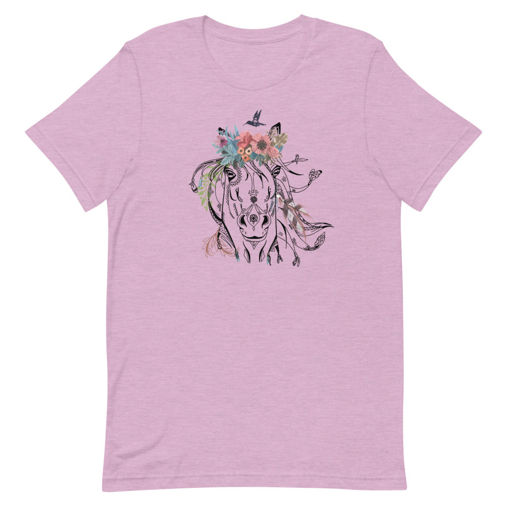 T-shirt Cheval Floral Bohème – Grâce et Nature