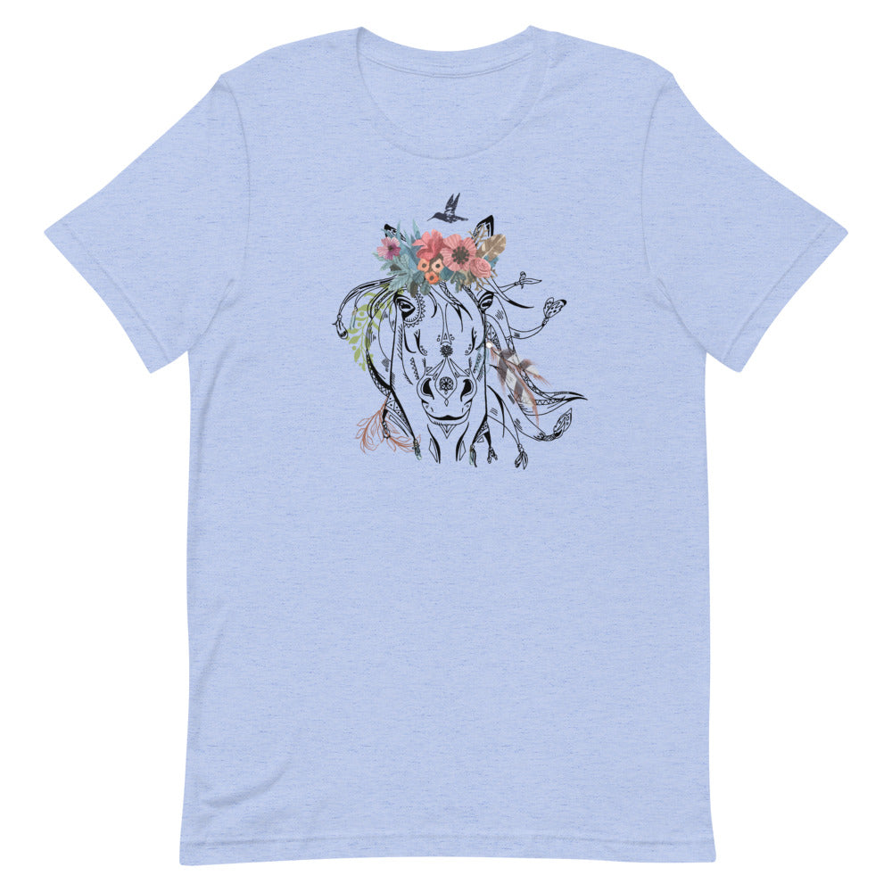 T-shirt Cheval Floral Bohème – Grâce et Nature
