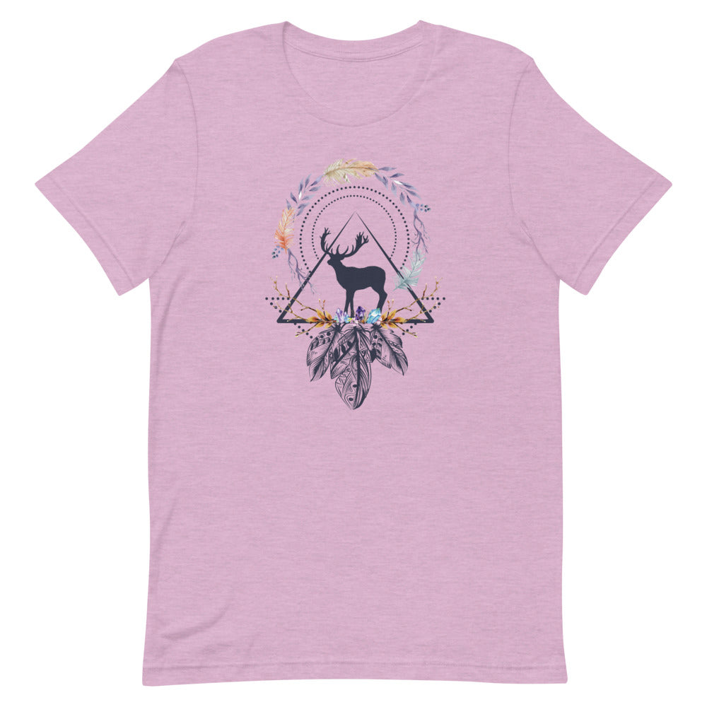 T-shirt Cerf Capteur de Rêves Géométrique – Bohème et Élégant