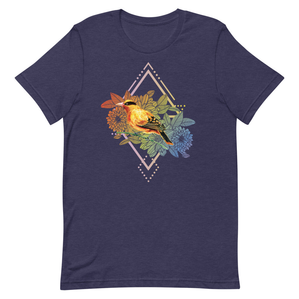T-shirt Oiseau Fleurs Géométriques – Bohème et Coloré