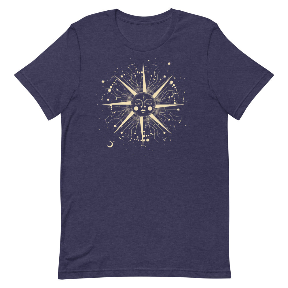 T-shirt Soleil avec Visage Cosmique – Bohème et Lumineux