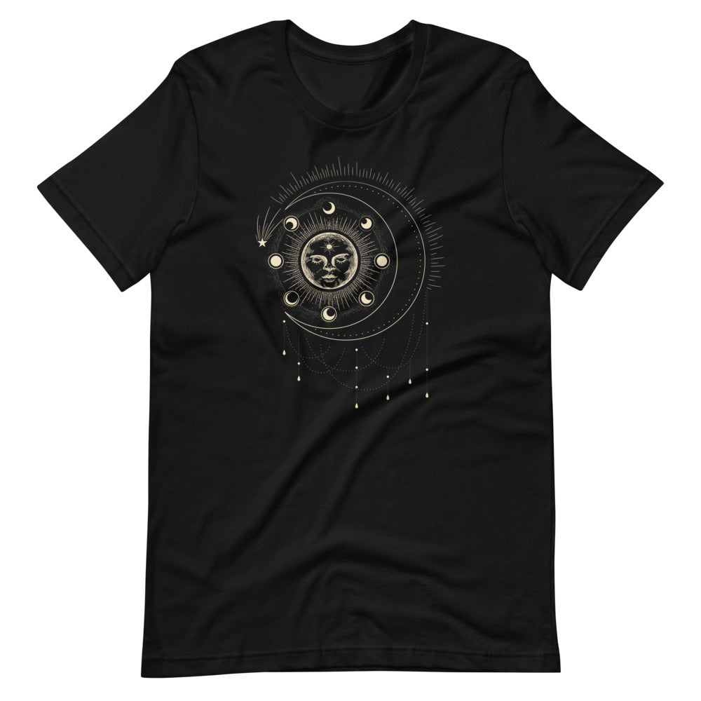 T-shirt Soleil Visage & Phases Lunaires – Bohème et Harmonieux