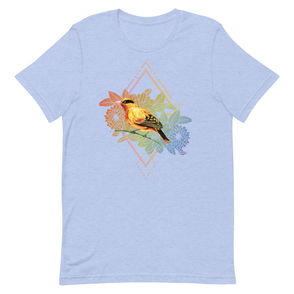 T-shirt Oiseau Fleurs Géométriques – Bohème et Coloré
