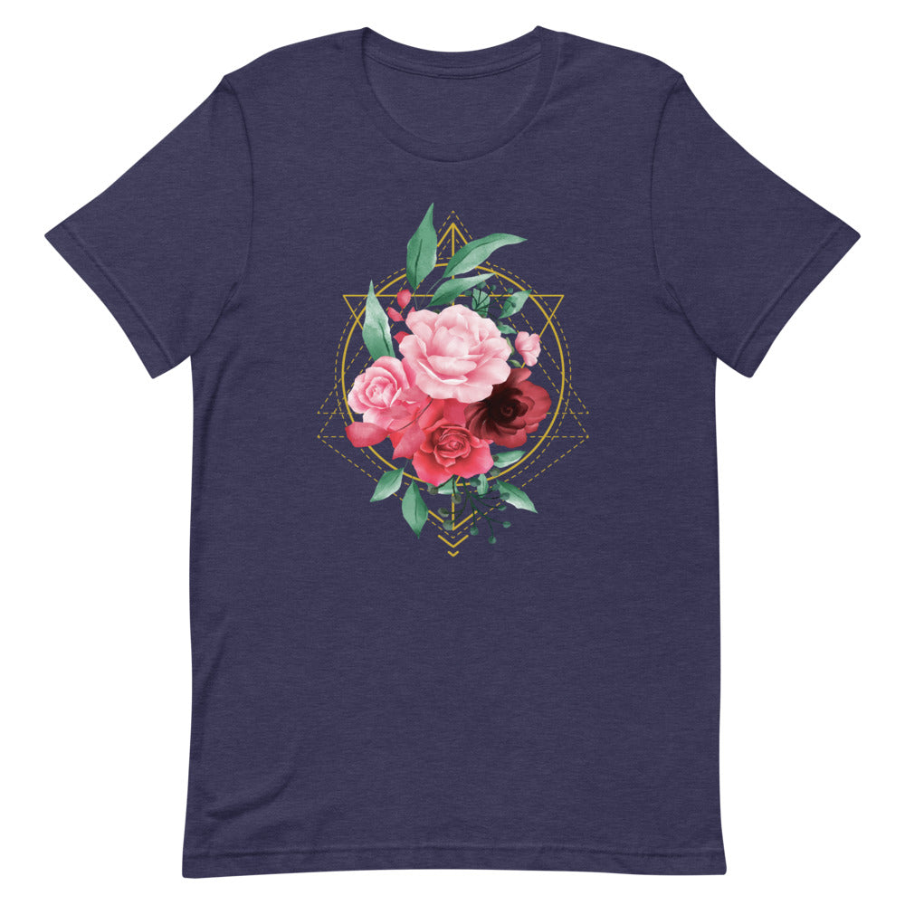 t-shirt-roses-cadre-geometrique-boheme-bleu-marine.