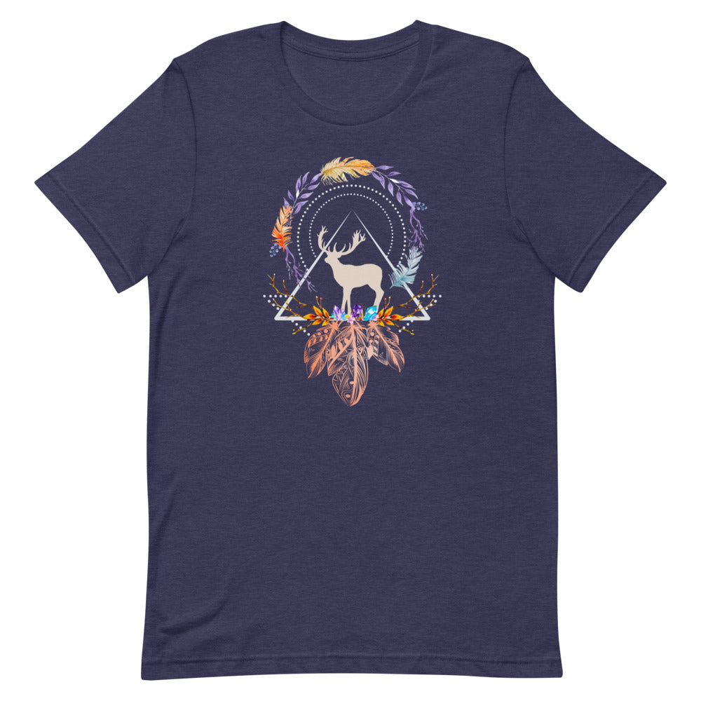 T-shirt Cerf Capteur de Rêves Géométrique – Bohème et Élégant