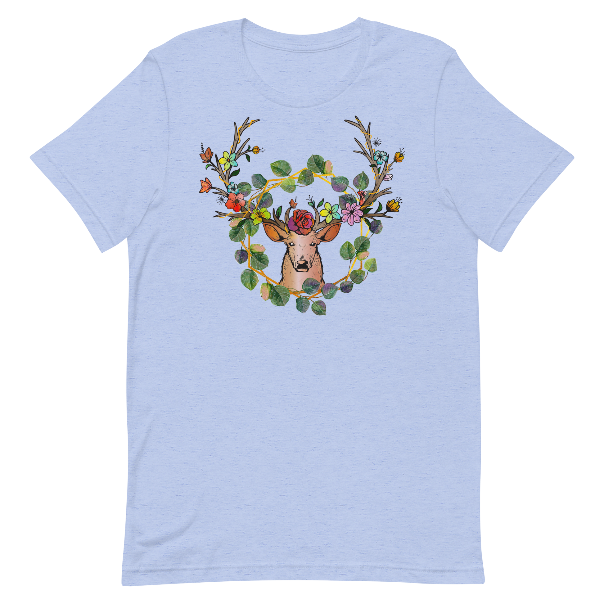 T-shirt Cerf Couronne de Fleurs – Bohème et Naturel