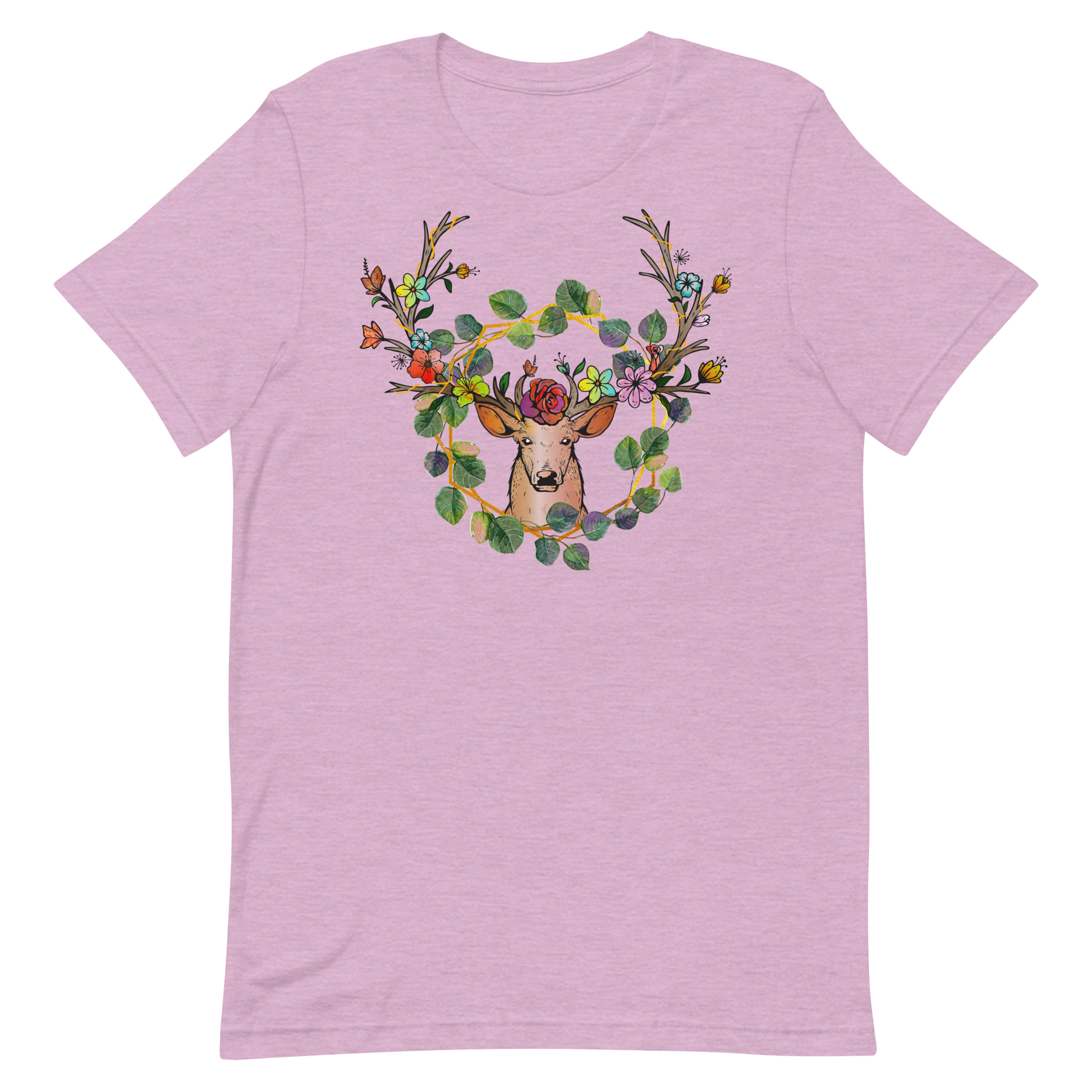 T-shirt Cerf Couronne de Fleurs – Bohème et Naturel