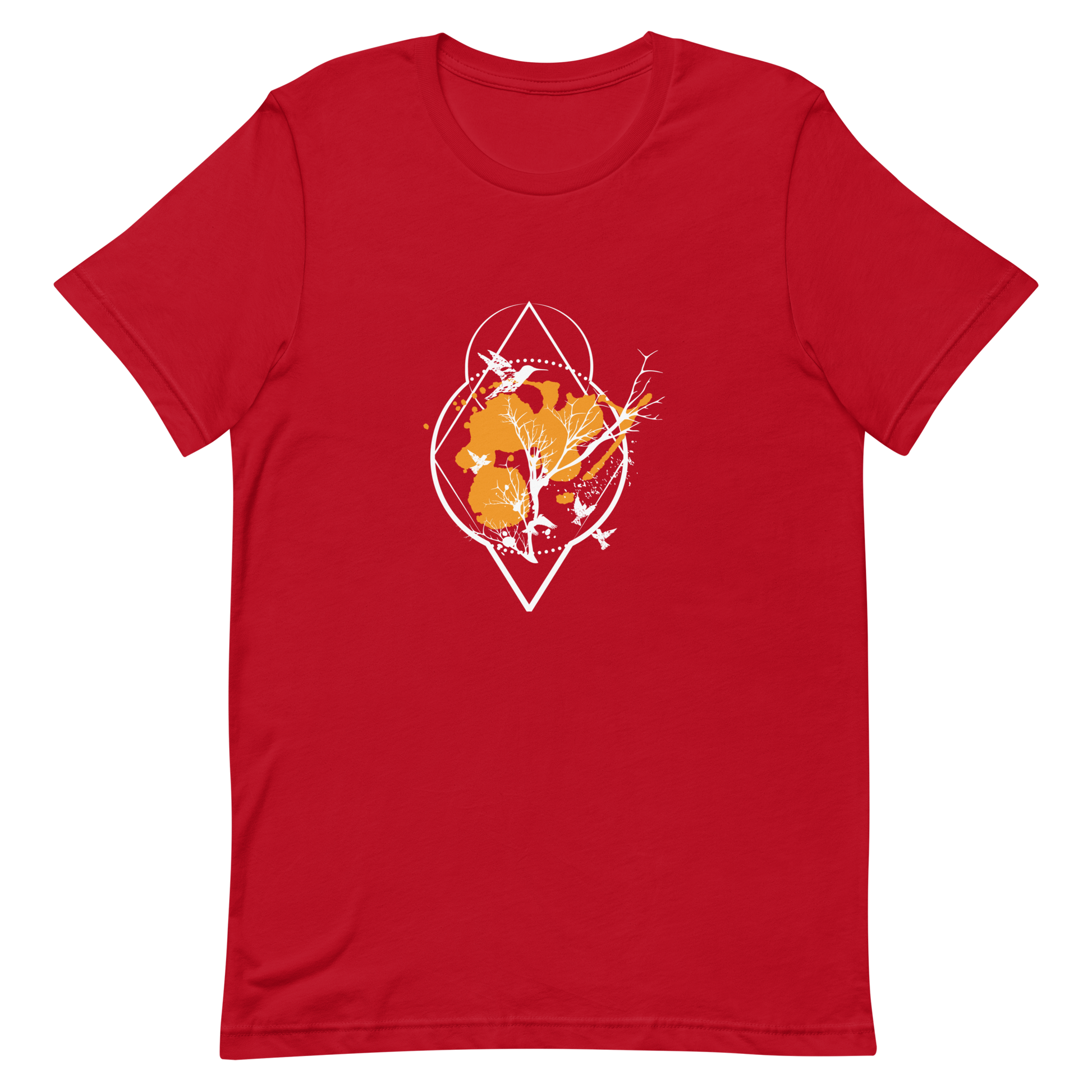 T-shirt Arbres et Oiseaux Cadre Géométrique – Bohème et Minimaliste