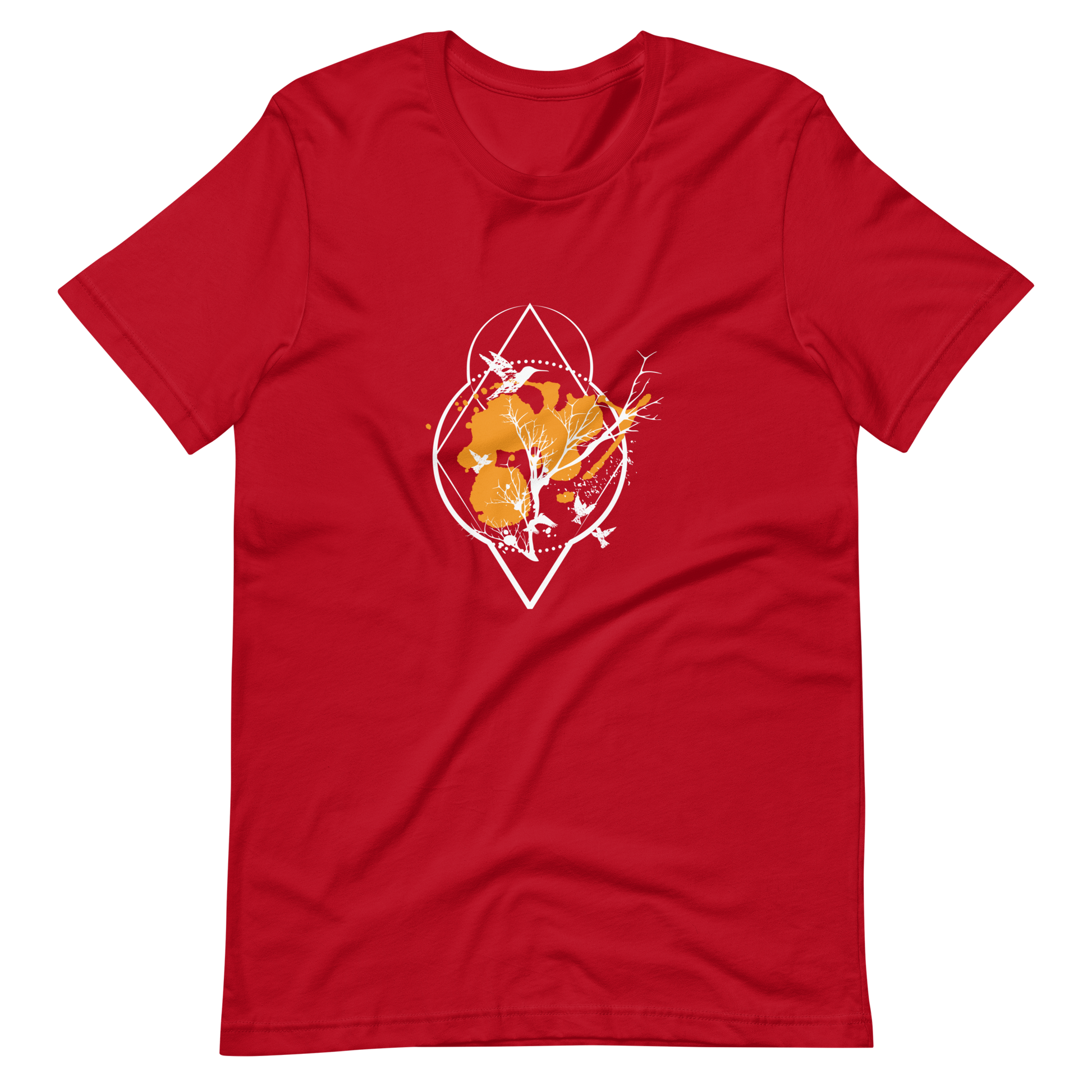 T-shirt Arbres et Oiseaux Cadre Géométrique – Bohème et Minimaliste